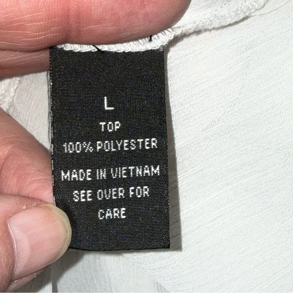 IN Studio Sheer Leopard Print Blouse Cream Black Boho Chic Top L - Picture 6 of 8